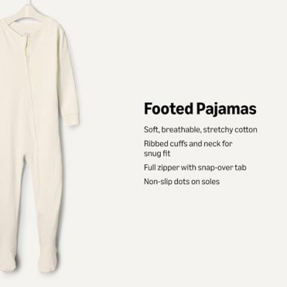 Unisex Cotton Footed Pajamas for Toddlers and Babies, Pack of 2 - Image 3