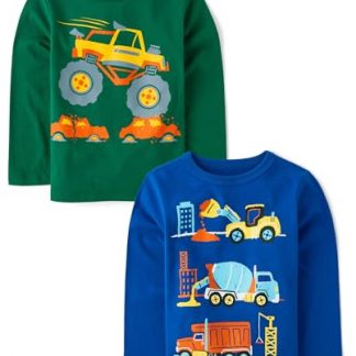 Kids' Delightful Dino & Animal-Themed Long Sleeve T-Shirts (2 Pack)