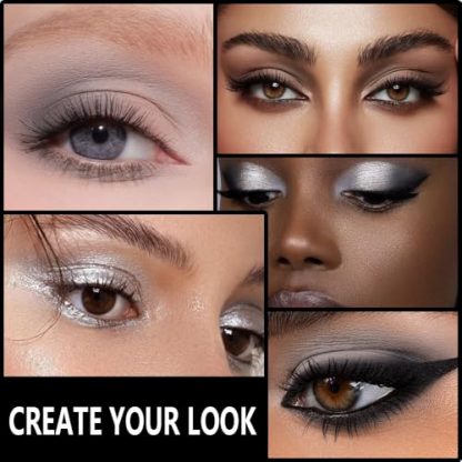Smokey Black & Silver Eye Shadow Palette - Vegan and Cruelty-Free - Image 3