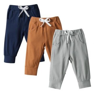 Trio of Soft Cotton Jogger Pants for Toddlers