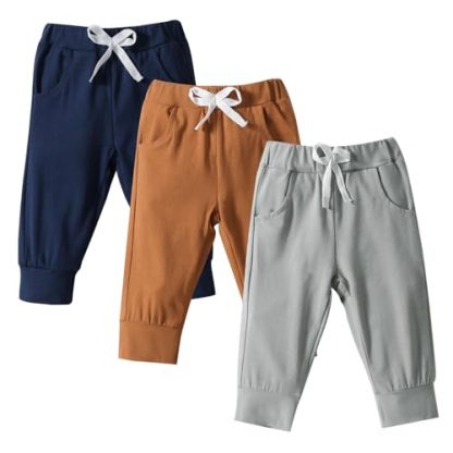 Trio of Soft Cotton Jogger Pants for Toddlers