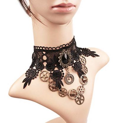 Vintage Gothic Handmade Lace Choker with Rhinestones - Image 3