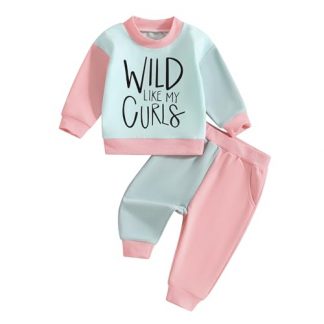 Trendy Toddler Girl's Contrast Color Outfit Set for Fall & Winter