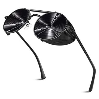 Vintage-Inspired Steampunk Polarized Sunglasses with Side Shields