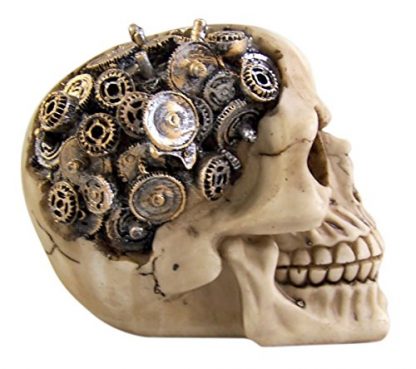 Futuristic Steampunk Gearwork Skull Figurine - Image 3