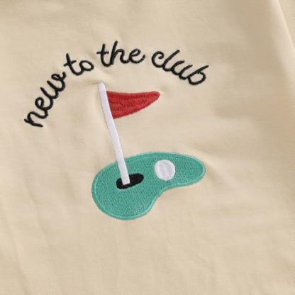"New to the Club" Golf-Themed Baby Boy Sweatshirt Romper - Image 7
