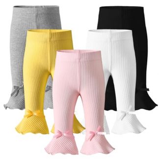 Adorable Ribbed Flare Leggings for Infant and Toddler Girls, Pack of 5