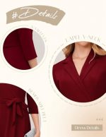 Elegant V-Neck Formal Dress with 3/4 Sleeves - Image 5