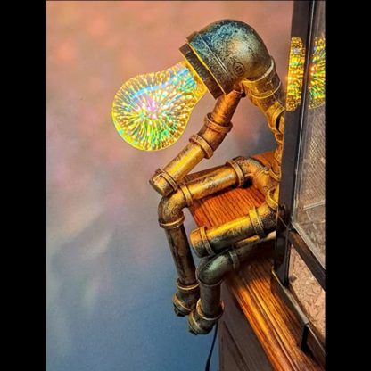 Industrial Chic Robot Desk Lamp with Edison Bulbs - Image 6