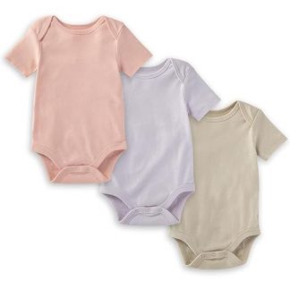 Unisex Organic Cotton Baby Bodysuits, Short Sleeve, 3-Pack
