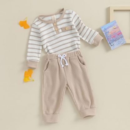 Snug & Stylish Striped Baby Boy Outfit Set - Image 3