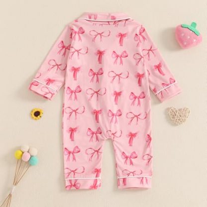 Cozy Button-Up One-Piece Pajama Romper for Baby Girl - Image 2