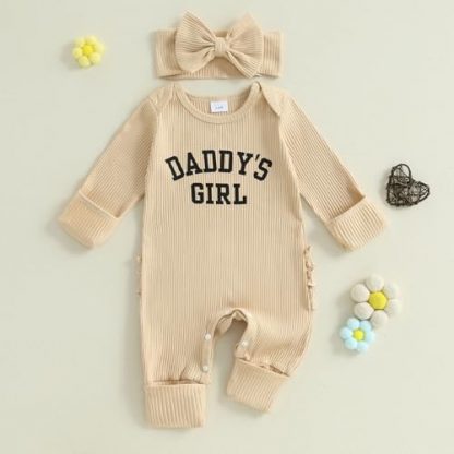 "I'm New Here" Long Sleeve Knit Jumpsuit for Newborn Girls - Image 2