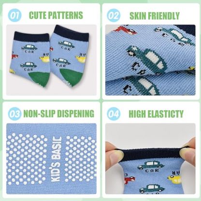 Comfy Children's Non-Slip Cotton Socks - 12 Pairs - Image 2