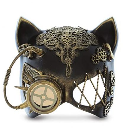 Gilded Steampunk Cat Ears Eye Mask with Robot Monocle