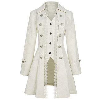 Women's Victorian-Style Steampunk Jacket with Lace Trim