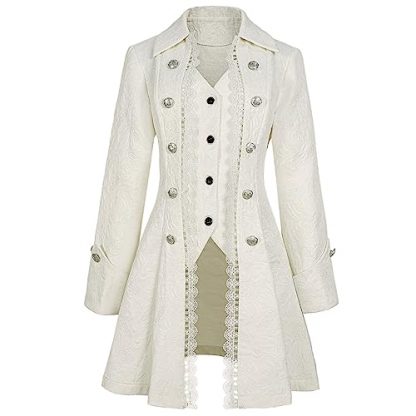 Women's Victorian-Style Steampunk Jacket with Lace Trim