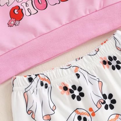 Adorable Toddler Girl's Halloween Ensemble with Ghost Print and Bell Bottoms - Image 6