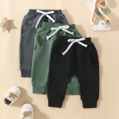 Trio Set of Cozy Pull-On Jogger Pants for Baby Boys - Image 3