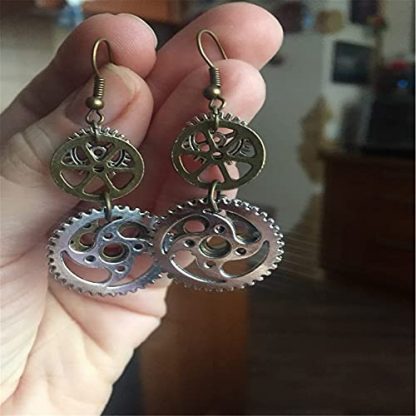 Vintage-Inspired Steampunk Gear Dangle Earrings - Image 6