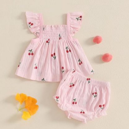 "Summer Sweetness" Baby Girl's Ruffle Dress and Shorts Outfit Set - Image 4
