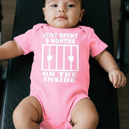 "9 Months On The Inside" Humorous Baby Bodysuit - Image 6