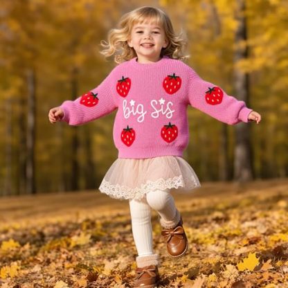 "Adorable Big Sister-Little Sister Knit Pullover Sweaters for Toddlers" - Image 4