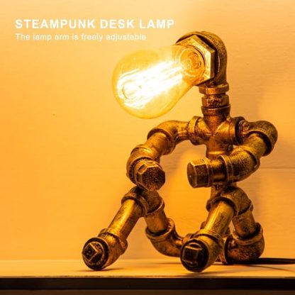 Vintage Industrial Steampunk Robot Table Lamp - Image 4