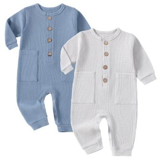 Cozy Cotton Blend Unisex Baby Rompers, 2-Pack