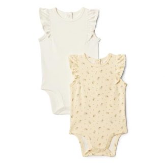 Adorable Embroidered Ruffle Bodysuits for Baby Girls, Pack of 2