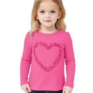 Charming Ruffle Heart Long Sleeve Top for Toddlers and Young Girls