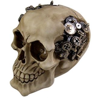 Futuristic Steampunk Gearwork Skull Figurine
