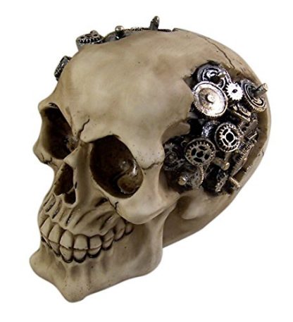 Futuristic Steampunk Gearwork Skull Figurine