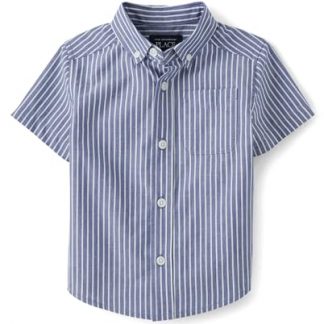 Classic Short Sleeve Striped Button-Down Shirt for Kids