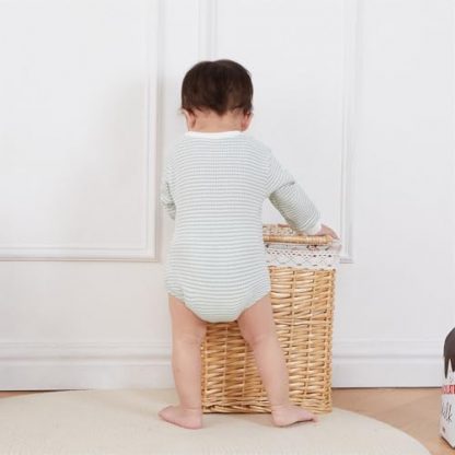 Cozy Waffle-Textured Unisex Baby Romper - Image 4