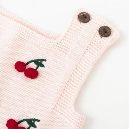 Charming Knitted Romper with Pompoms for Baby Girls - Image 4