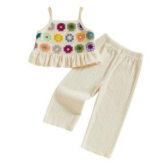 Petite Princess Crocheted Camisole & Elastic Pants Set for Toddlers