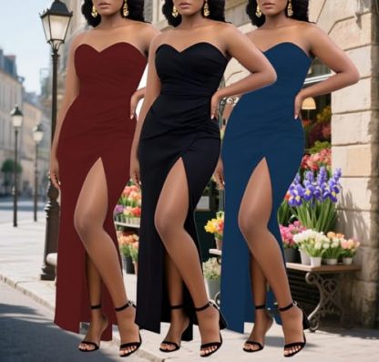 Elegant Off-Shoulder Evening Gown with High Slit - Image 6