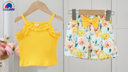 Adorable Toddler Girl's Summer Outfit - Sleeveless Tank Top and Floral Shorts Set - Image 6