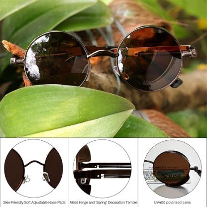 Vintage-Inspired Steampunk Polarized Sunglasses with UV400 Protection - Image 5