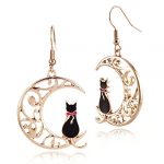 Adorable Lunar Feline Enamel Earrings