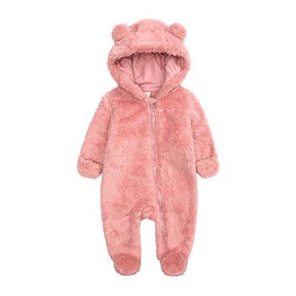 Cozy Newborn Fleece Jumpsuit with Hood and Bear Ears