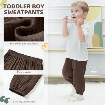 Soft Cotton Harem Pants for Baby Boys, 3-Pack - Image 5