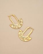 Lightweight Gold Hammered Statement Drop Earrings for Women - Image 4