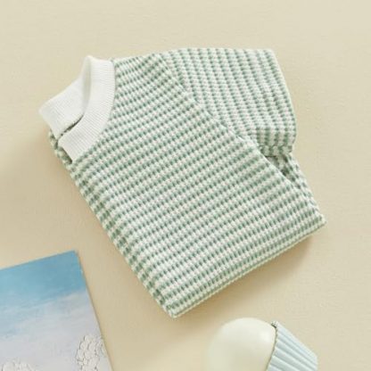 Unisex Baby Striped Romper: Waffle Fabric Short Sleeve Bubble Romper - Image 6