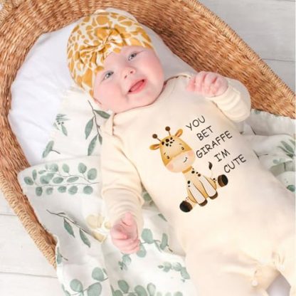 Adorable Newborn Baby Girl 4-Piece Outfit Set with Letter Print - Image 2