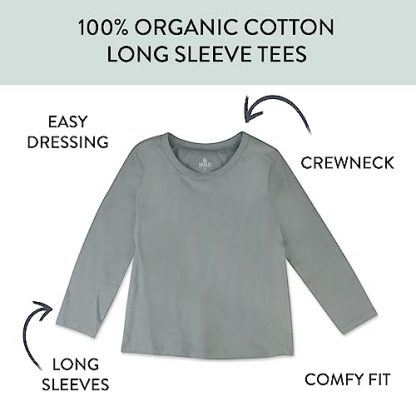 5-Pack Organic Cotton Long Sleeve T-Shirts for Toddlers and Little Kids - Image 3