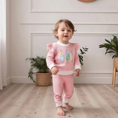 "Enchanting Fish Embroidery Autumn Ensemble for Toddler Girls" - Image 2