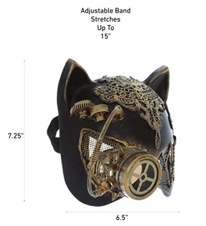 Gilded Steampunk Cat Ears Eye Mask with Robot Monocle - Image 2