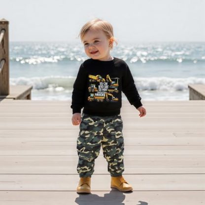 "Stylish Camouflage Toddler Outfit with Excavator Print" - Image 2